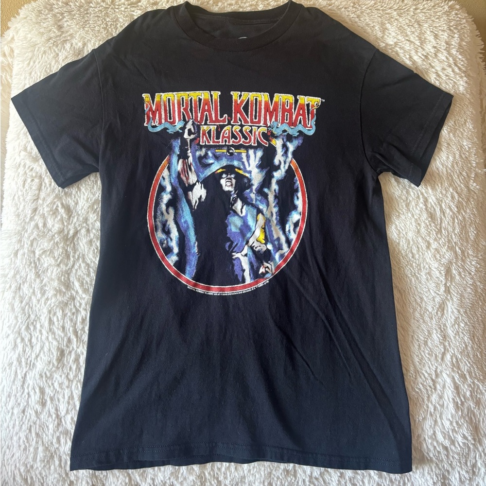 MAD Engine Black Mortal Kombat Logo Tee with Silver Print
